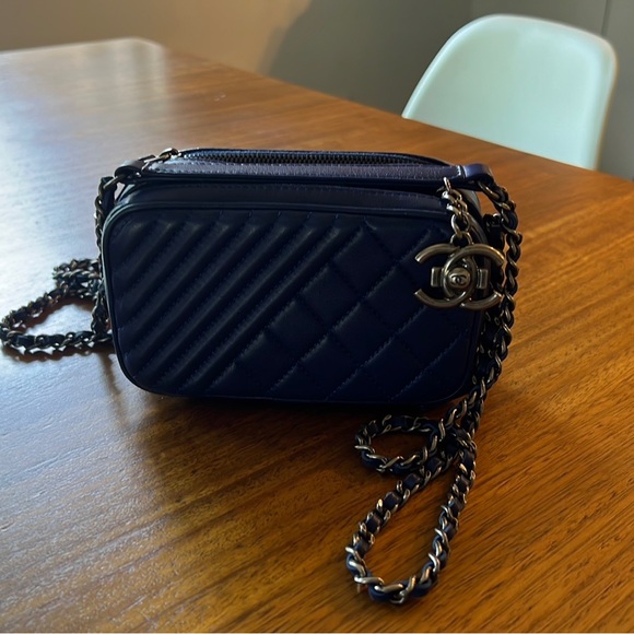 Authentic Chanel Coco Boy Camera Bag Mini Blue - Picture 1 of 10